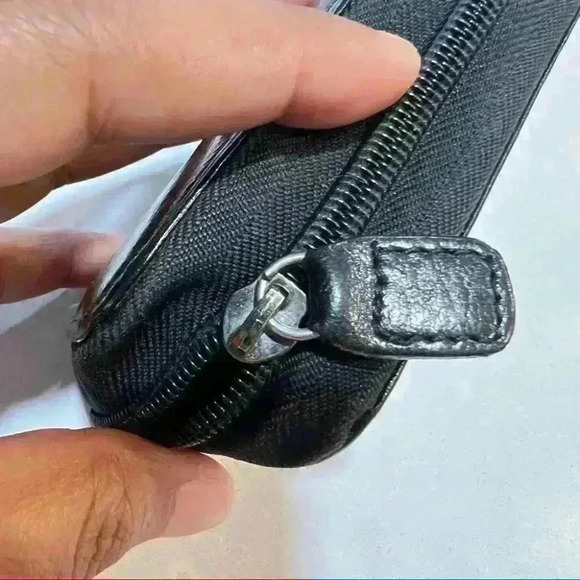 MANCINI BLACK LEATHER CARD ZIP WALLET PURSE - Picture 5 of 14